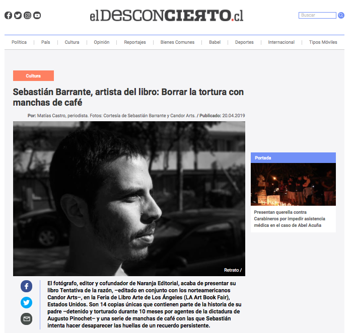 Entrevista de Matías Castro a Sebastián Barrante, autor de ‘Tentativa de la razón’